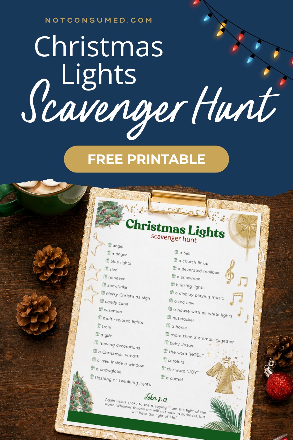 Christmas lights scavenger hunt printable