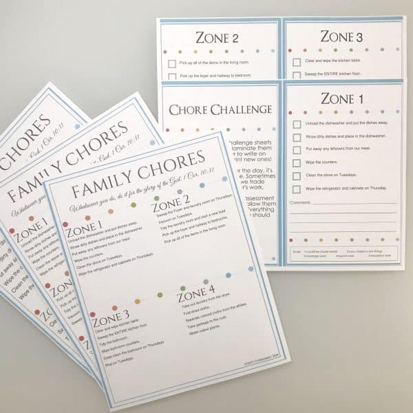 family chore chart printable pack