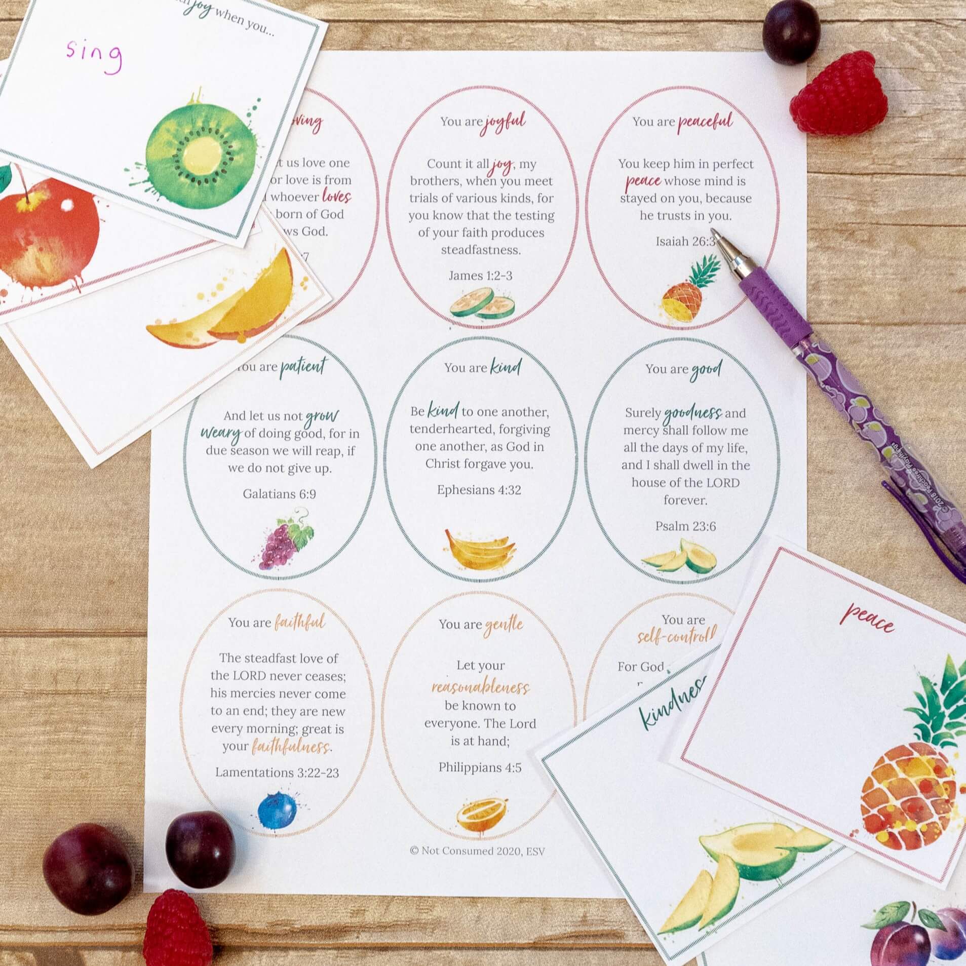 Printable Fruit of the Spirit Love Notes