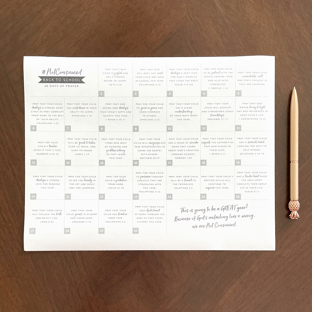 Back to School Prayers: Free Printable Calendar